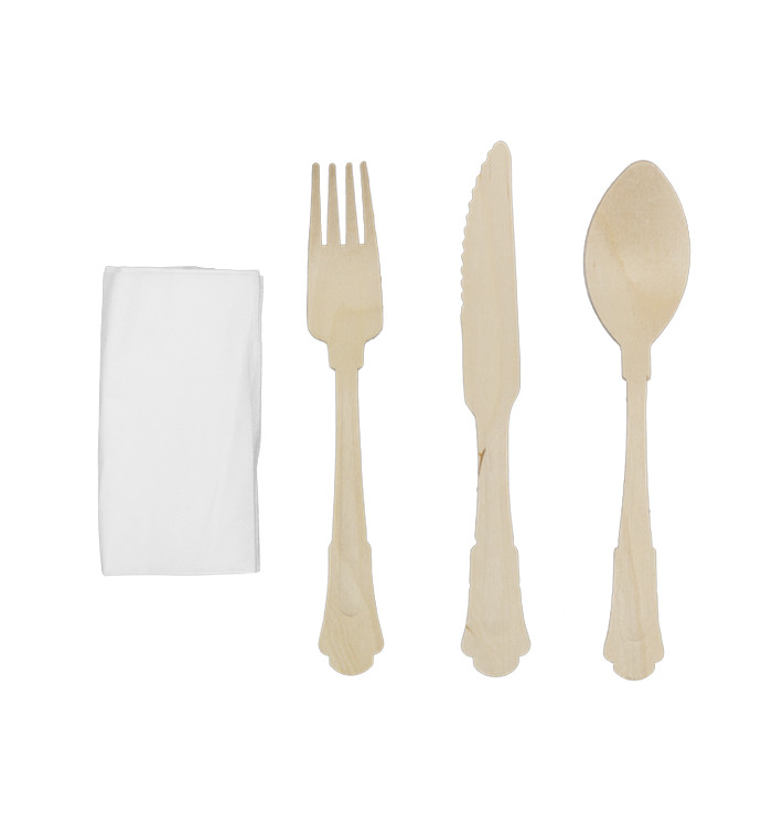 Drewniany Zestaw Sztućców Widelczyki, Nóż i Łyżka 20cm (100 Sztuk) Drewniany Zestaw Sztućców Widelczyki, Nóż i Łyżka 20cm (100 Sztuk)
