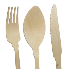 Drewniany Zestaw Sztućców Widelczyki, Nóż i Łyżka 20cm (25 Sztuk)