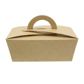 Pudełka na Wynos "Doggi Bag" Kraft z Uchwytami 12x9x5cm 750ml (25 Sztuk)