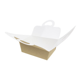 Pudełka na Wynos "Doggi Bag" Kraft z Uchwytami 12x9x5cm 750ml (25 Sztuk)