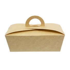 Pudełka na Wynos "Doggi Bag" Kraft z Uchwytami 16x9,5x6cm 1000ml (200 Sztuk)