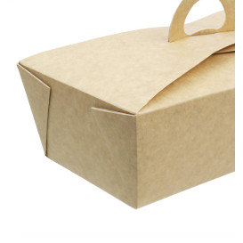 Pudełka na Wynos "Doggi Bag" Kraft z Uchwytami 20x10x7cm 1500ml (20 Sztuk)