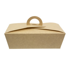 Pudełka na Wynos "Doggi Bag" Kraft z Uchwytami 20x10x7cm 1500ml (140 Sztuk)