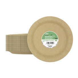 Talerze Papierowe Okrągłe “Radial” Kraft Ø18cm 200gr/m² (50 Sztuk)