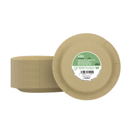 Talerze Papierowe Okrągłe “Radial” Kraft Ø23cm 200gr/m² (50 Sztuk)