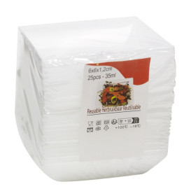 Fingerfood Taca Kwadratowa Wielokrotnego Użytku PP 6x6cm 35ml (25 Sztuk) 