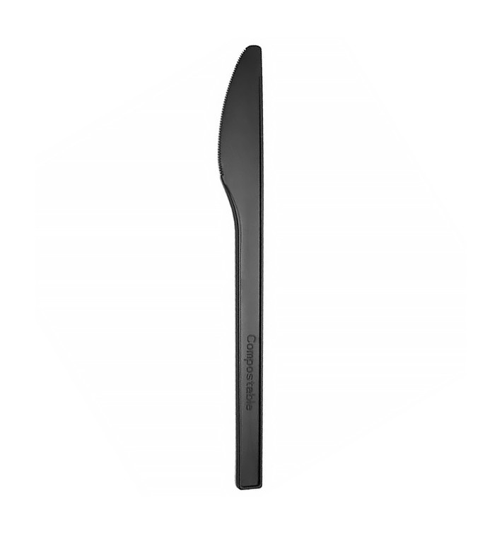 Nóż Biodegradowalny Czarny z CPLA 17cm (25 Sztuk) Nóż Biodegradowalny Czarny z CPLA 17cm (25 Sztuk)