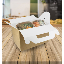 Pudełko Lunch Box Kraft z Uchwytami 225x145x150mm (150 Sztuk)