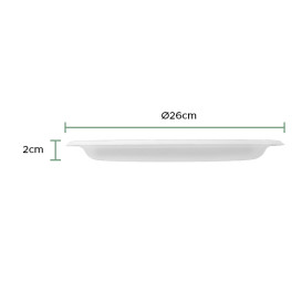 Talerz Biały z Trzciny Cukrowej Ø26cm (50 Sztuk)