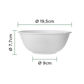 Miska Biała z Trzciny Cukrowej 1360ml (50 Sztuk)