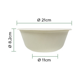 Miska z Trzciny Cukrowej 1400ml Ø21x8cm (75 Sztuk)