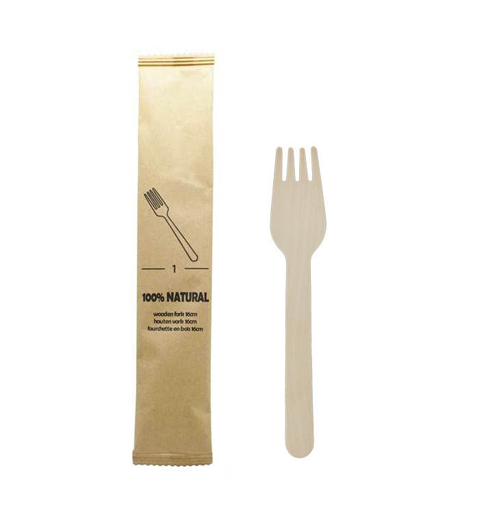 Widelec Drewniany Pojedynczo Pakowany 16cm (50 Sztuk) Widelec Drewniany Pojedynczo Pakowany 16cm (50 Sztuk)