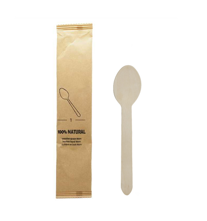 Łyżka Drewniana Pojedynczo Pakowana 16cm (50 Sztuk) Łyżka Drewniana Pojedynczo Pakowana 16cm (50 Sztuk)