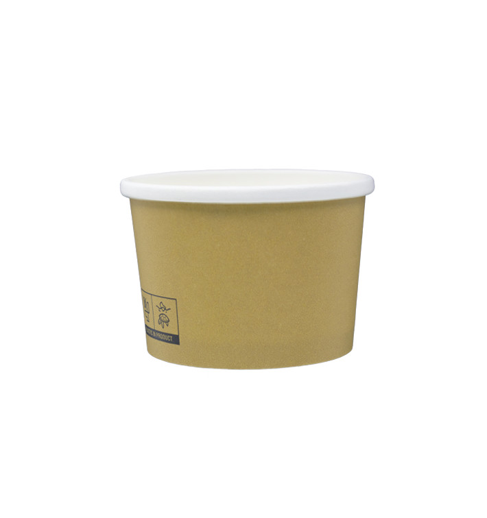 Pojemnik Papierowy Kraft z Białą Krawędzią 250ml Ø9,0cm (25 Sztuk)