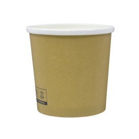 Pojemnik Papierowy Kraft z Białą Krawędzią 350ml Ø9,0cm (25 Sztuk)