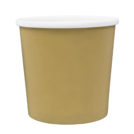 Pojemnik Papierowy Kraft z Białą Krawędzią 750ml Ø11,9cm (25 Sztuk)