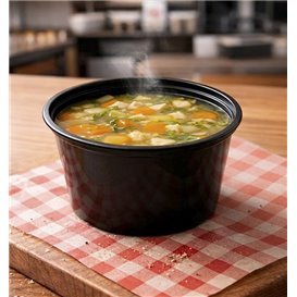 Pojemnik Plastikowy Czarny PP z Pokrywka 470ml (50 Sztuk)