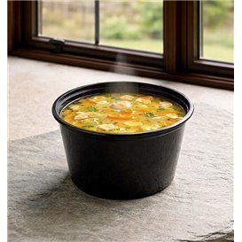 Pojemnik Plastikowy Czarny PP z Pokrywka 470ml (50 Sztuk)
