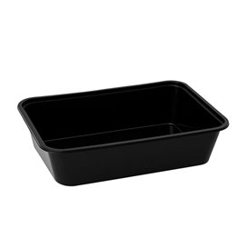Pojemnik Plastikowy Prostokątny Czarny PP 500ml 17,3x11,9cm (50 Sztuk)