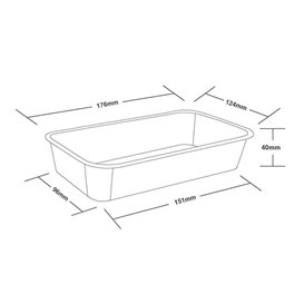 Pojemnik Plastikowy Prostokątny Czarny PP 500ml 17,3x11,9cm (500 Sztuk)