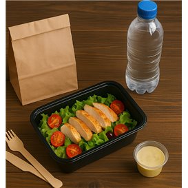 Pojemnik Plastikowy Prostokątny Czarny PP 500ml 17,3x11,9cm (500 Sztuk)