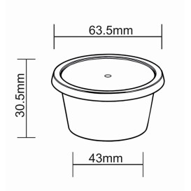 Pojemnik na Sosy PP Przezroczysty z pokrywką 2Oz/60ml (100 Sztuk)