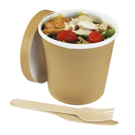 Pojemnik Papierowy Kraft z Białą Krawędzią 750ml Ø11,7cm (25 Sztuk)