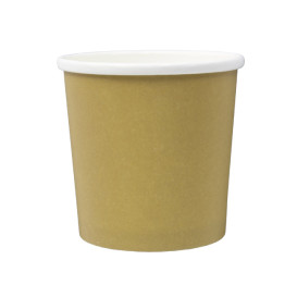 Pojemnik Papierowy Kraft z Białą Krawędzią 350ml Ø9,0cm (25 Sztuk)