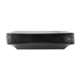 Talerz Plastikowe Kwadratowi Bardzo Sztywny Czarni 18x18cm (20 Sztuk)
