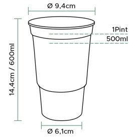 Kubek Wielokrotnego Użytku PP Przezroczyste 600ml Ø9,4cm (800 Sztuk)