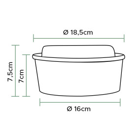 Miski Kraft-Kraft z pokrywą PET 1.300ml Ø18,5cm (240 Sztuk)