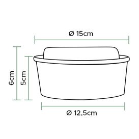 Miski Kraft-Kraft z pokrywą PET 500ml Ø15cm (250 Sztuk)