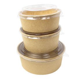 Miski Kraft-Kraft z pokrywą PET 750ml Ø15cm (50 Sztuk)