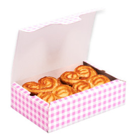 Pudełko Papierowy Różowy na Ciasto 20,4x15,8x6cm 1kg (20 Sztuk)