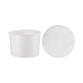 Pojemnik Papierowy Biały z Pokrywką PP 350ml (50 Sztuk)