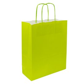 Torba Papierowa Zielona z Uchwytami 90g/m² 28+10x22 cm (25 Sztuk)