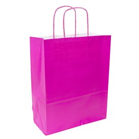 Torba Papierowa Fuksja z Uchwytami 90g/m² 28+10x22 cm (25 Sztuk)