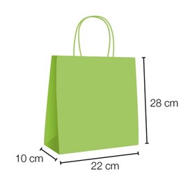 Torba Papierowa Zielona z Uchwytami 90g/m² 28+10x22 cm (25 Sztuk)