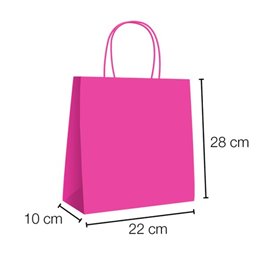 Torba Papierowa Fuksja z Uchwytami 90g/m² 28+10x22 cm (25 Sztuk)