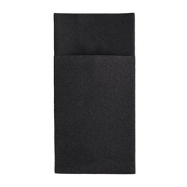 Serwetki Kieszonki na Sztućce Airlaid Czarne 33x40cm (480 Sztuk)