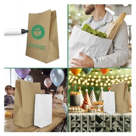 Torba Papierowa Eko Biała bez Uchwytów 50g/m² 12+8x24cm (25 Sztuk)