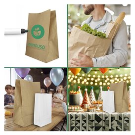 Torba Papierowa Kraft bez Uchwytów 50g/m² 12+8x24cm (25 Sztuk)