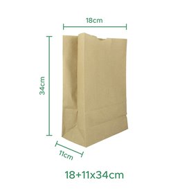 Torba Papierowa Kraft bez Uchwytów 60g/m² 18+11x34cm (25 Sztuk)