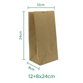 Torba Papierowa Kraft bez Uchwytów 50g/m² 12+8x24cm (1.000 Sztuk)