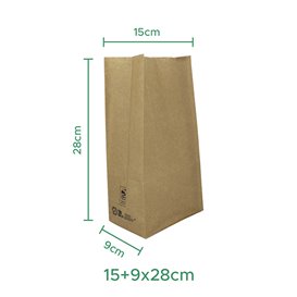 Torba Papierowa Kraft bez Uchwytów 50g/m² 15+9x28cm (1.000 Sztuk)