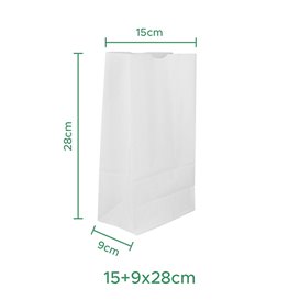 Torba Papierowa Eko Biała bez Uchwytów 50g/m² 15+9x28cm (25 Sztuk)