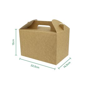 Pudełko Lunch Box Kraft z Uchwytami 225x145x150mm (25 Sztuk)