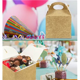 Pudełko Lunch Box Kraft z Uchwytami 13,1x13,1x11,5cm (250 Sztuk)