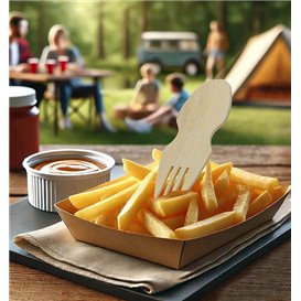 Widelec Spork Bambusowy 9cm w pudełku (20 Sztuk)