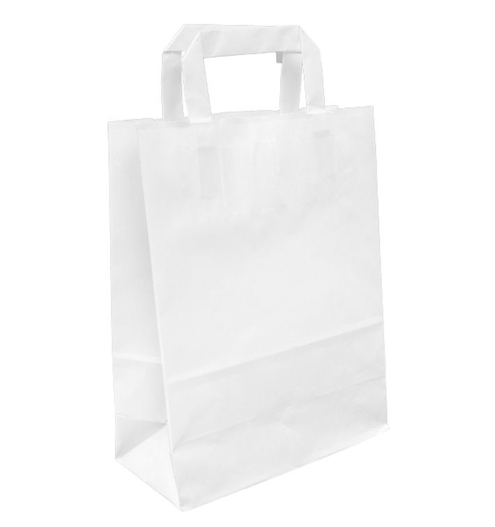 Torba Papierowa Eko Biała z Uchwytami 100g/m² 22+11x27cm (25 Sztuk) Torba Papierowa Eko Biała z Uchwytami 100g/m² 22+11x27cm (25 Sztuk)